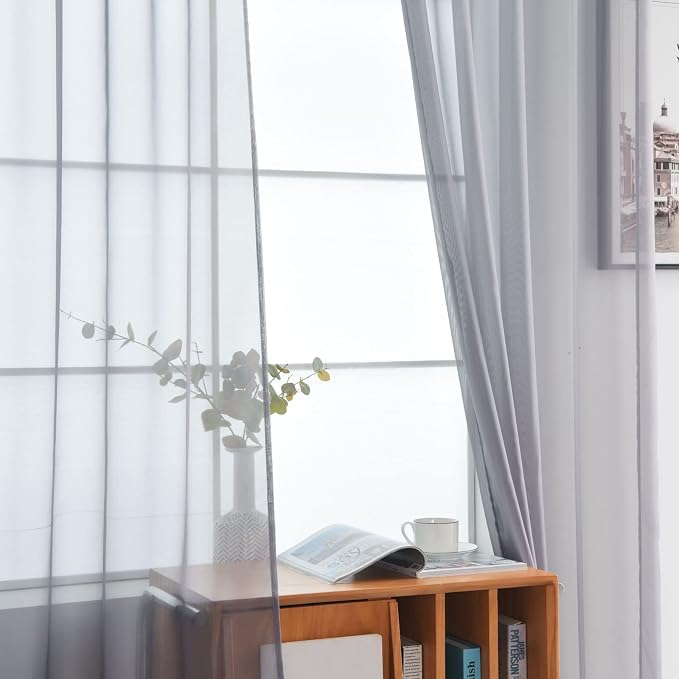 SpaceDresser Sheer Voile Window Treatment Rod Pocket Curtain Panels - Image 3