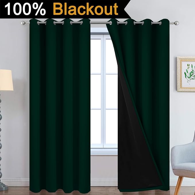 Yakamok Pine Tree Green 100% Blackout Curtains 96 Inches Long 52" Wide | - Image 3