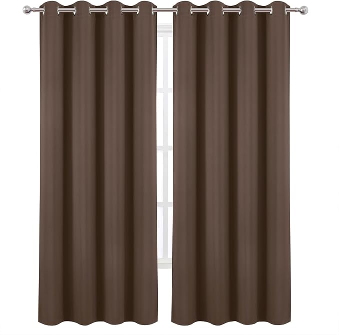 Blackout Curtains 52 x 90 Inch Long Chocolate Curtains Set of 2 Panels Room - Image 2