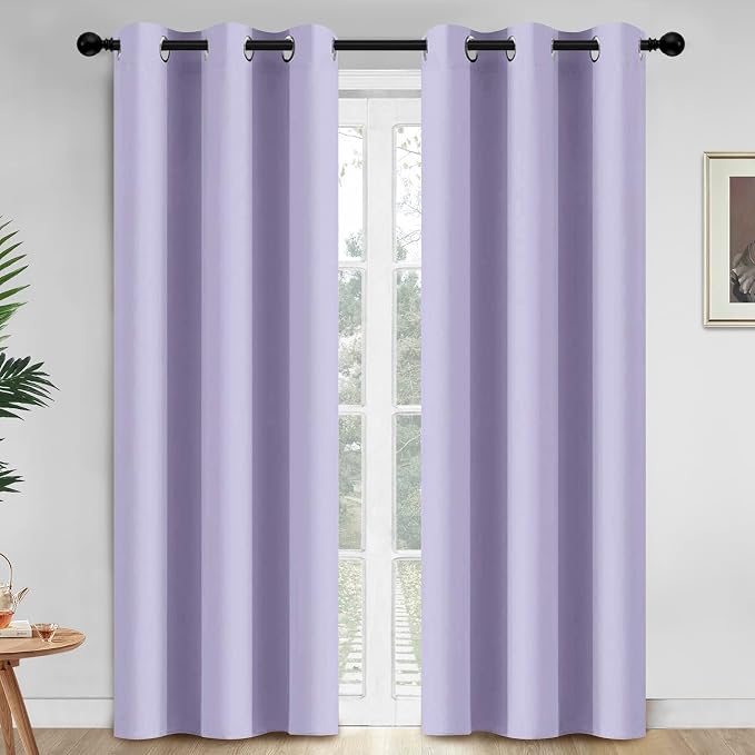 Yakamok Room Darkening Curtains 42x84 inch Length Lilac-Living Room | 2 panels by Yakamok