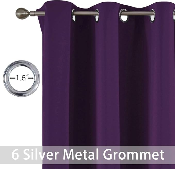 Yakamok Room Darkening Curtains 42x72 inch Length Purple-Living Room | 2 panels - Image 2
