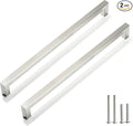 Cabinet Pulls Brushed Nickel Cabinet Handles Square Drawer Pulls, 2 Pack 11-1/3 Inch Stainless Steel Kitchen Door Cupboard Cabinet Handles, Cabinet Hardware Drawer Handles, 288mm Hole Centers