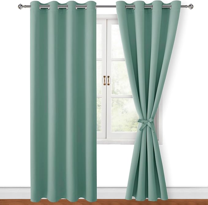 Blackout Curtains for Bedroom, Sage Green, 52 x 84 Inch, 2 Panels | Thermal - Image 8