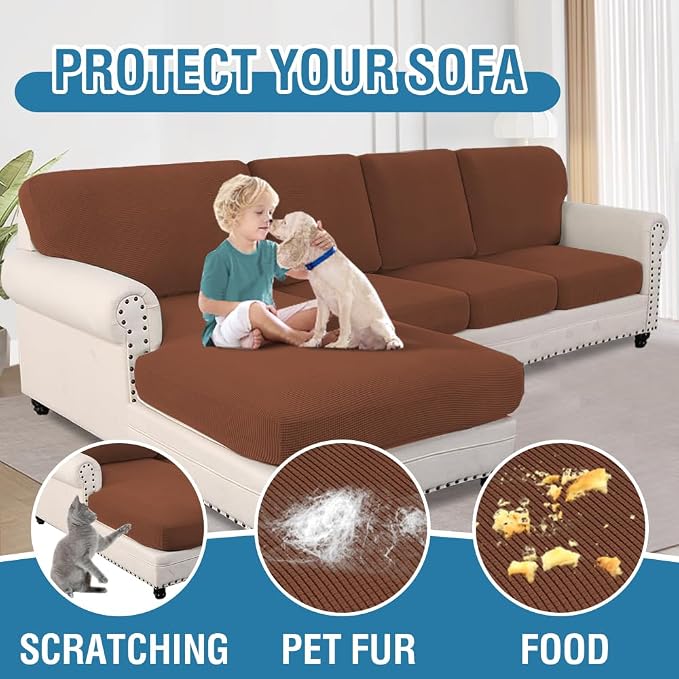 H.VERSAILTEX Sectional Couch Covers 8 Pieces Stretch Sofa Covers - Image 7