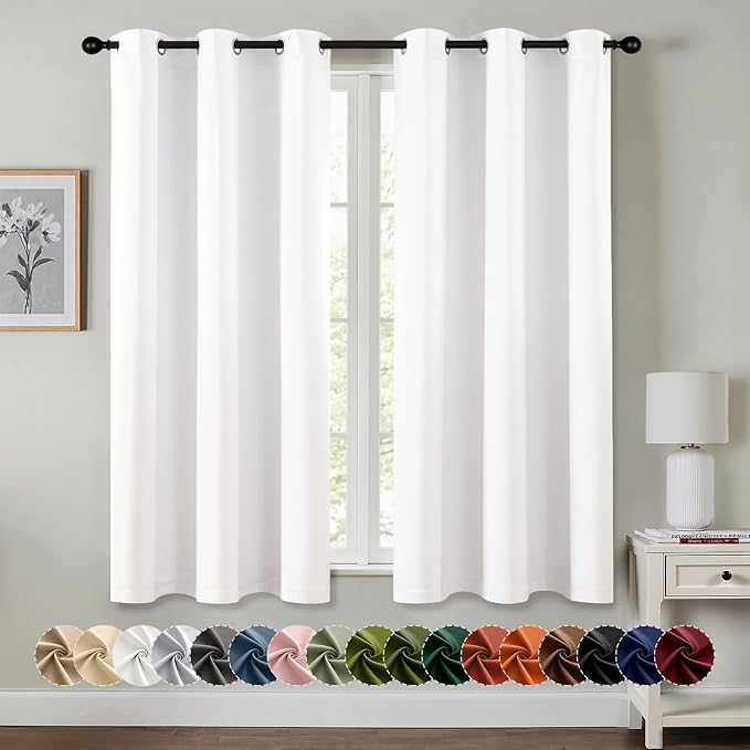 MIULEE Blackout Curtains for Bedroom 2 Panels 40 x 54 Inch Long Pure White | by MIULEE