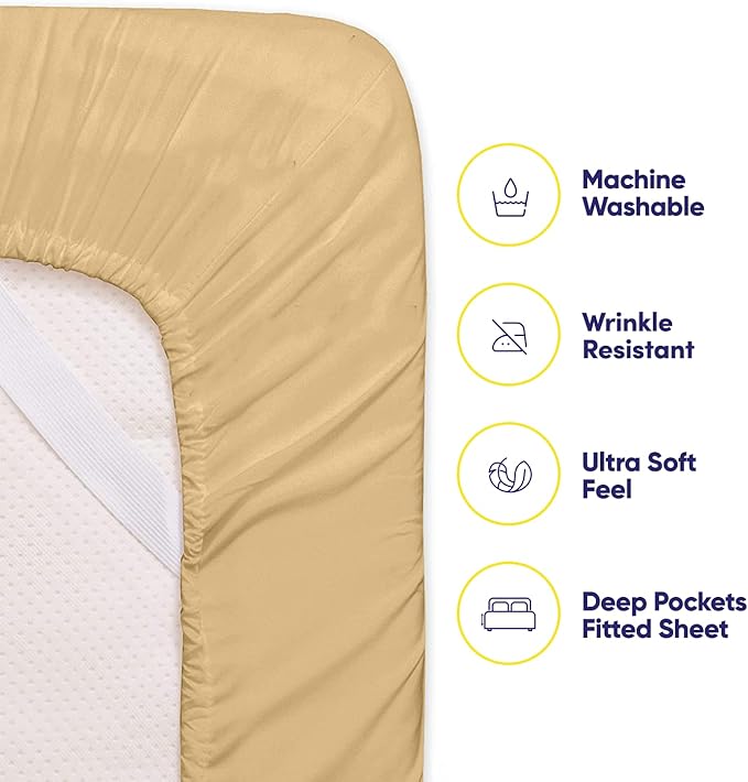 Twin XL Size Bed Sheets - 4 Piece 1500 Supreme Collection Fine Brushed Microfiber Deep Pocket Twin X-Large Sheet Set Bedding - 1 EXTRA PILLOW CASES, GREAT VALUE, Twin XL, Camel