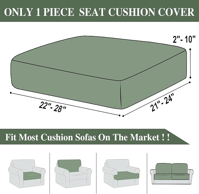 LA MEACK Couch Cushion Cover Seat Cushion Cover Stretch Armchair Cover Separate - Image 6