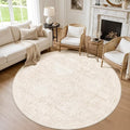 Round Area Rug Living Room: 6ft Neutral Washable Carpet Rug Beige | Vintage by Luxturiy