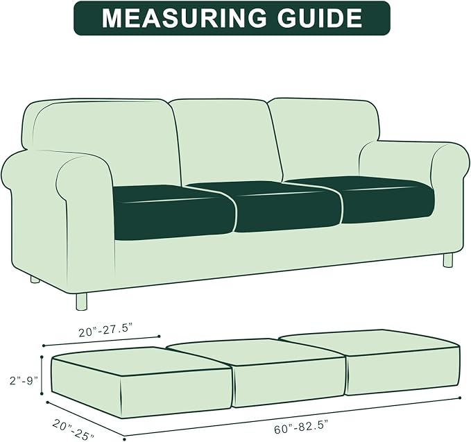 Hokway 3 Piece Couch Cushion Slipcovers Stretch Reversible Cushion Protector - Image 3