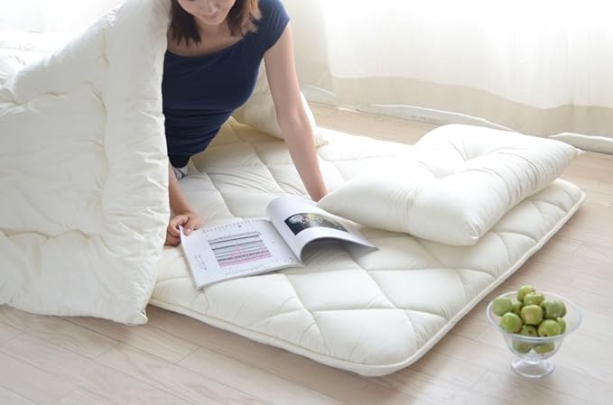 EMOOR Japanese Futon Mattress CLASSE Twin XL Made in Japan White, Foldable Floor Sleeping Bed Tatami Mat