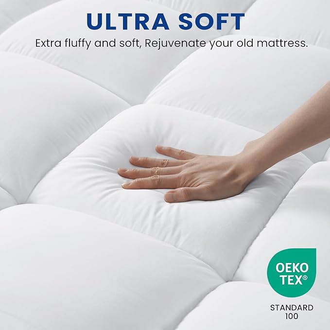 Twin Mattress Topper, Extra Thick Pillowtop, Cooling and Plush Mattress Pad Cover for Back Pain,Soft Mattress Protector Cover with 8-21 Inch Deep Pocket(39''x75'')