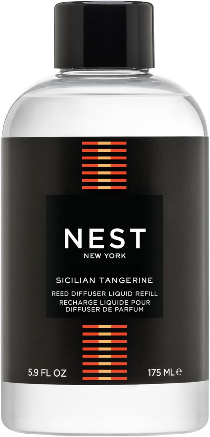 NEST New York Reed Diffuser Liquid Refill, Sicilian Tangerine - 5.9 fl oz - Fragrance for Up to 90 Days - Flame Free