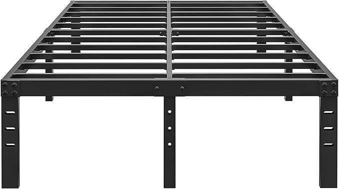 ALDRICH 14 Inch Metal Bed Frame Queen Size - Double Black Basic Steel Slats Platform, Easy Assembly Heavy Duty Noise Free Bedframes, No Box Spring Needed