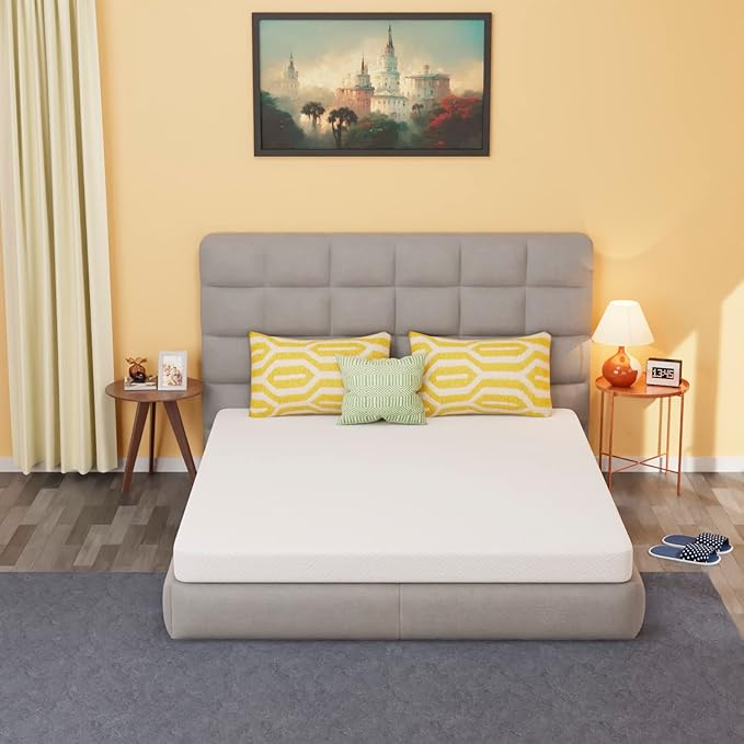 PayLessHere 5 Inch Memory Foam Mattress Cooling Gel Green Tea Infused Mattress,Medium Firm Mattresses Fiberglass Free/CertiPUR-US Certified/Bed-in-a-Box/Pressure Relieving King Size,White