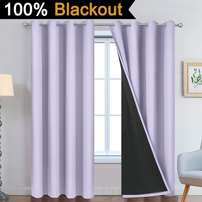 Yakamok Lilac 100% Blackout Curtains 90 Inches Long - Image 2