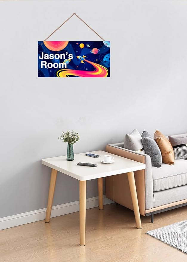 Personalized Rocket Signs Wall Art Decoration Exquisite Decorative Sign For Little Man Cave Custom Name for Kids Room Nursery Door Wall Decor Outer Space Universe Decor For Boys Room