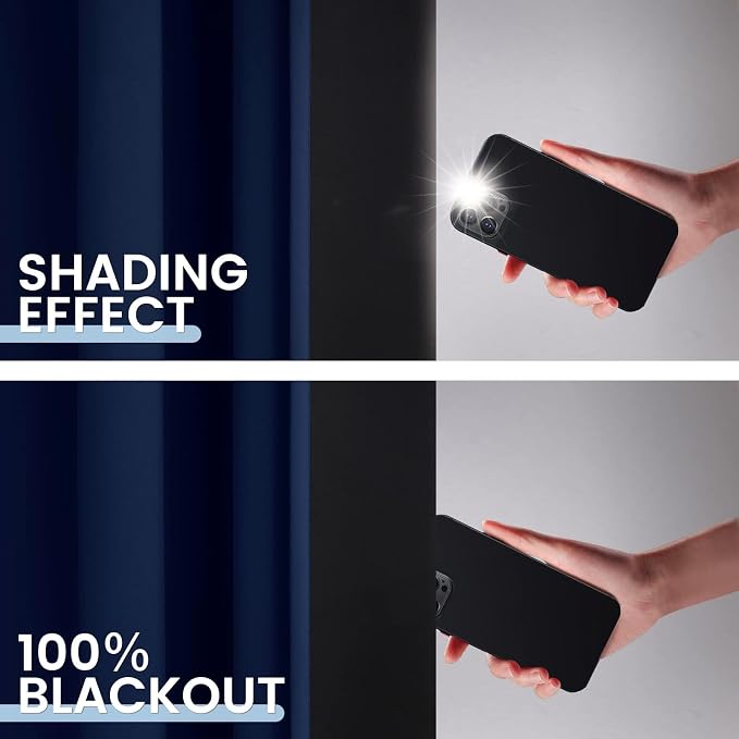 SimpleHome Navy Blue 100% Blackout Curtains Room Darkening Living Room 72 | - Image 4
