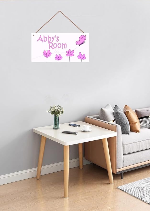 Personalized Pink Butterfly Sign Vintage Signs Retro Wall Art Decoration Exquisite Decorative Signs Custom Name Kids Room Flowers Wall Art Decor Nursery Decor For Kids Bedroom