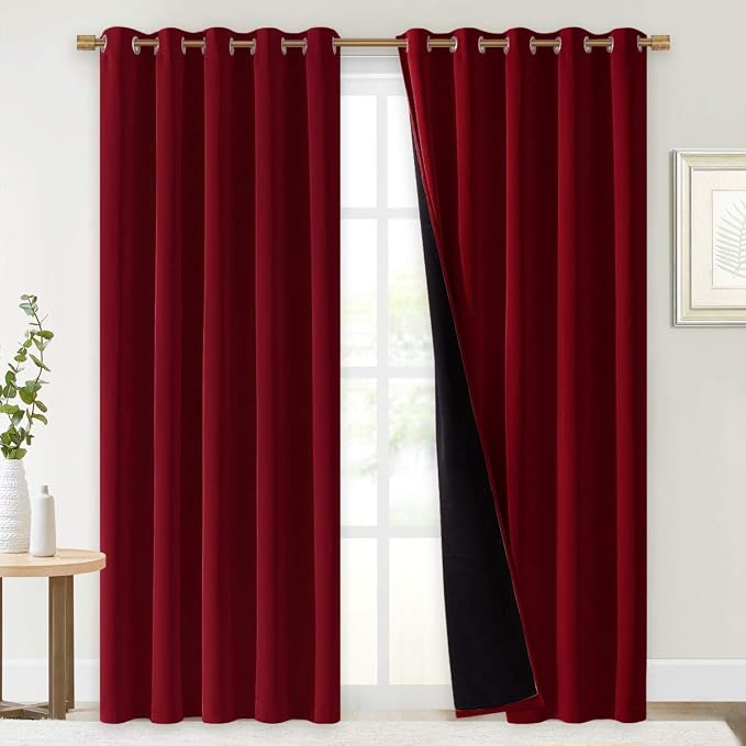 NICETOWN 100% Blackout Window Curtain Panels, Burgundy Red, Cold and Full Light - Image 2