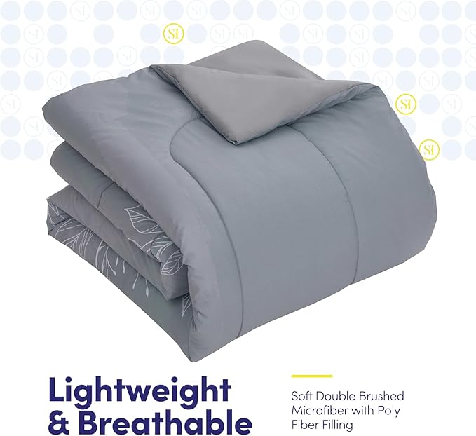 Sweet Home Collection 5 Piece Comforter Set Bag Solid Color All Season Soft Down Alternative Blanket & Luxurious Microfiber Bed Sheets, Florence, Twin