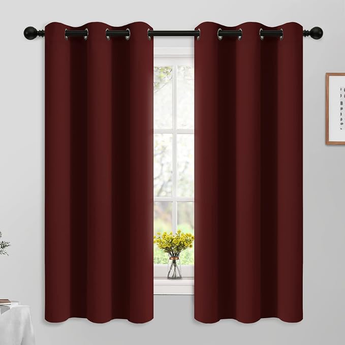 Yakamok Room Darkening Curtains 42x63 inch Length Burgundy Red-Living Room | 2 by Yakamok