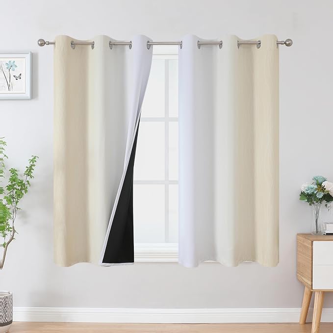 Beige and Greyish White Ombre Blackout Curtains by ESTELARTEXTILER