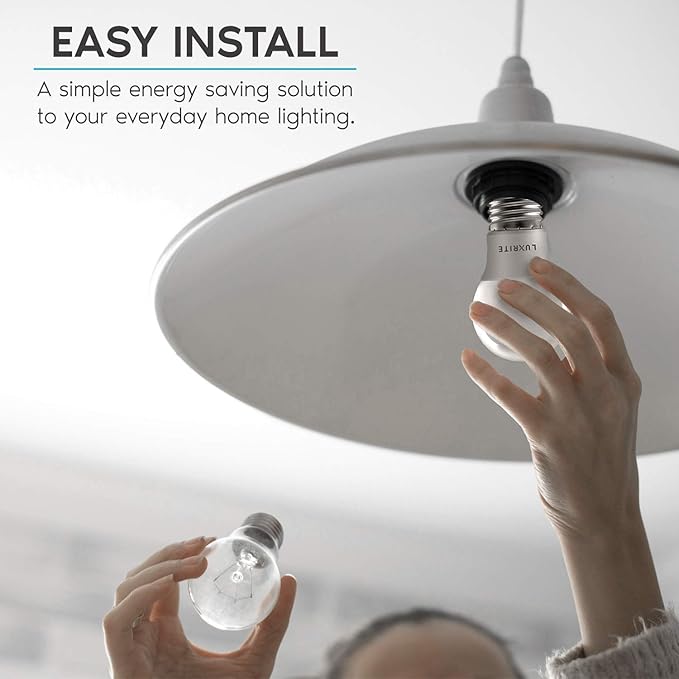 LUXRITE A15 LED Bulb 40W Equivalent, 7W, 4000K (Cool White), 600 Lumens, Enclosed Fixture Rated, Dimmable Ceiling Fan Light Bulbs, E26 Medium Base, UL Listed - Indoor and Outdoor (24 Pack)