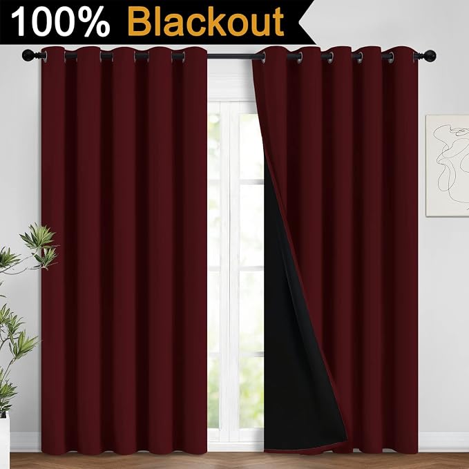 Yakamok Burgundy Red Blackout Curtains 96 Inches Long - Image 2