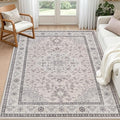 5x7 Area Rugs Living Room: Bedroom Washable Carpet Beige & Grey | Large Vintage by Luxturiy