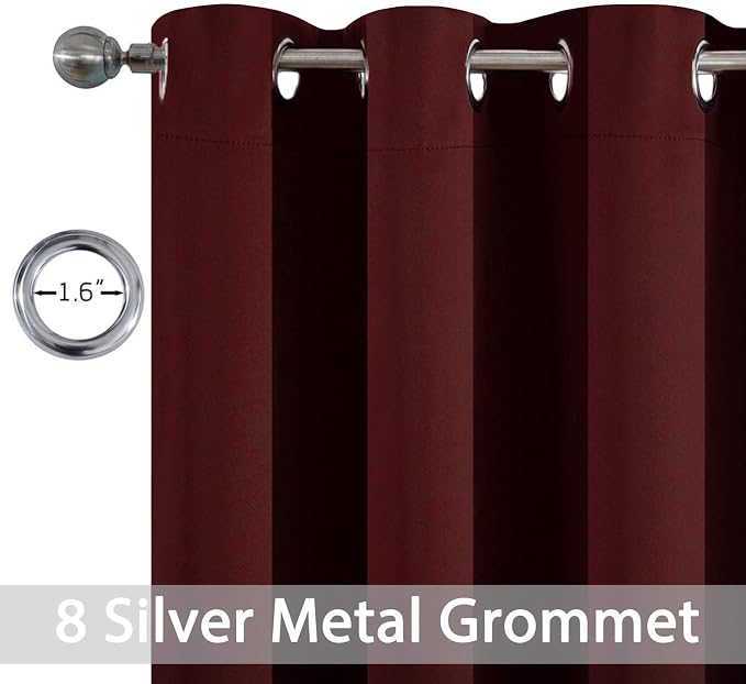 Yakamok Room Darkening Curtains 52x63 inch Length Burgundy Red-Living Room | 2 - Image 4
