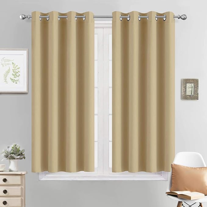 Yakamok Room Darkening Curtains 52x45 inch Length Beige-Living Room | 2 panels by Yakamok