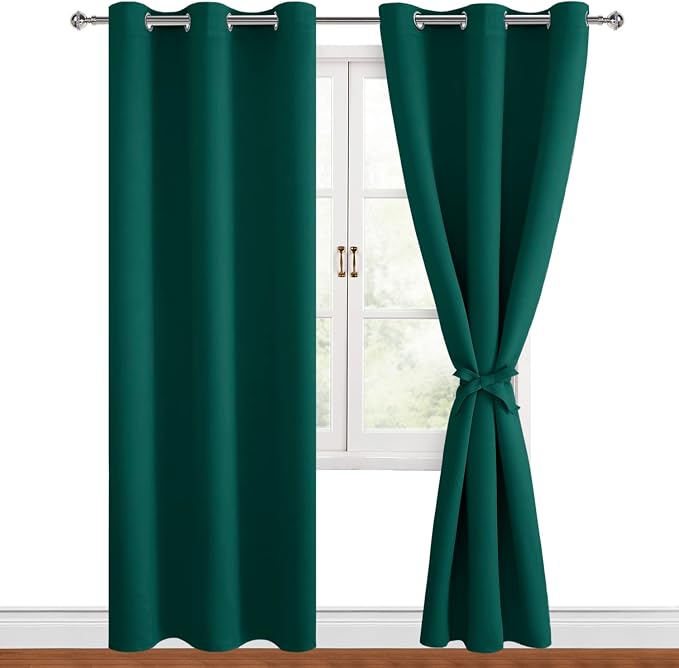 Blackout Curtains for Bedroom, Hunter Green, 38 x 84 Inch, 2 Panels | Thermal - Image 8