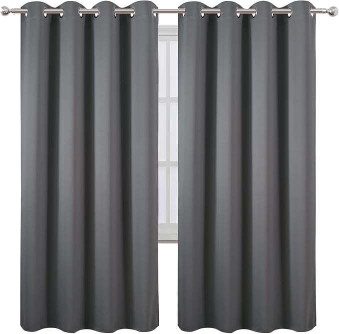 Blackout Curtains 66 x 72 Inch Long Frost Grey Curtains Set of 2 Panels Room - Image 2