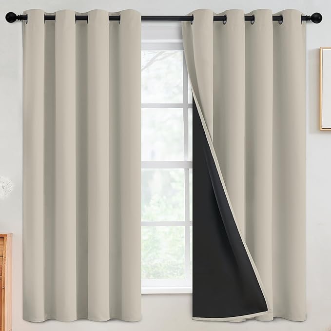 SimpleHome Stone 100% Blackout Curtains Room Darkening Living Room 63 Inch | by SimpleHome