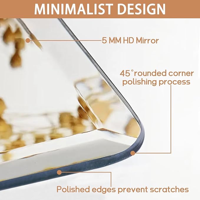 Frameless Bathroom Mirror for Over Sink,Wall Mounted Vanity Mirrors 20x28in,Rounded Rectangle Mirror Frameless with Polished Edge for Bedroom,Living Room,Entryway,Shatterproof (Horizontal/Vertical)