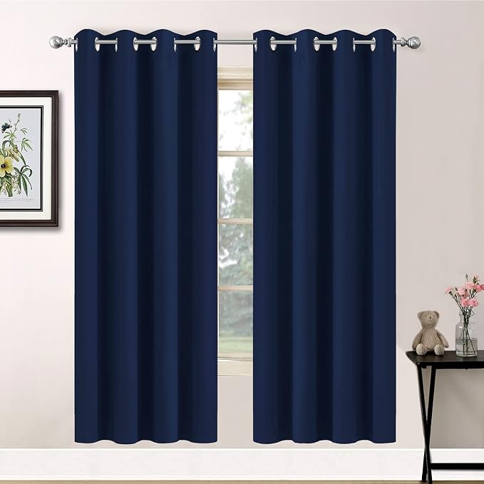 Yakamok Room Darkening Curtains 52x72 inch Length Navy Blue-Living Room | 2 by Yakamok