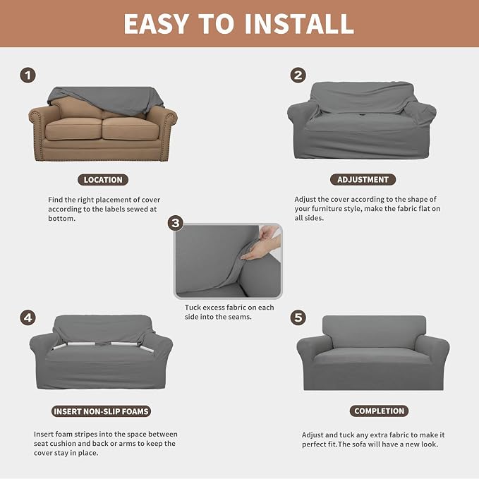 Easy-Going 100% Waterproof Couch Cover, 3 Cushion Couch Slipcover - Image 5