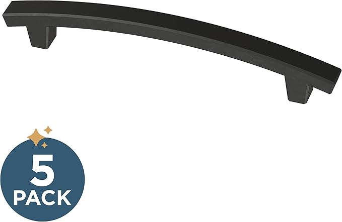 Franklin Brass (5-Pack) – Matte Black Cabinet Handles, 5-1/16 Inch Hole Center, Pulls for Drawers, Kitchen Cabinet Door, Dressers | Pierce