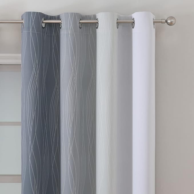Gray and Greyish White Ombre Blackout Curtains - Image 3