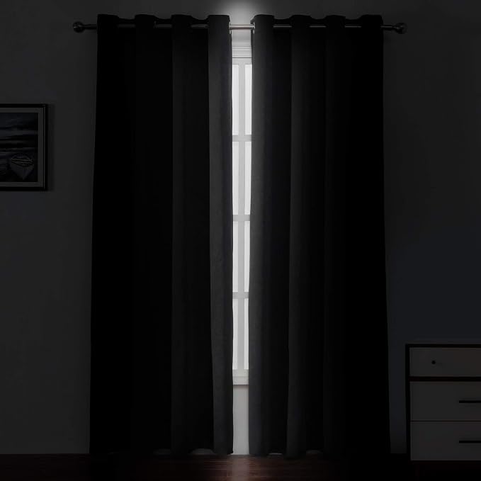 Blackout Curtains 52 x 84 inches Long Black Curtains Set of 2 Panels Thermal - Image 3