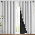 Yakamok Greyish White 100% Blackout Curtains 84 Inches Long, 2 Thick Layers | by Yakamok