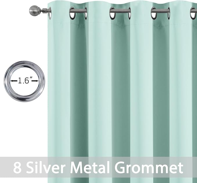 Yakamok Aqua Room Darkening Curtains 96 inch Sliding Door Drapes | 1 Extra-wide - Image 2