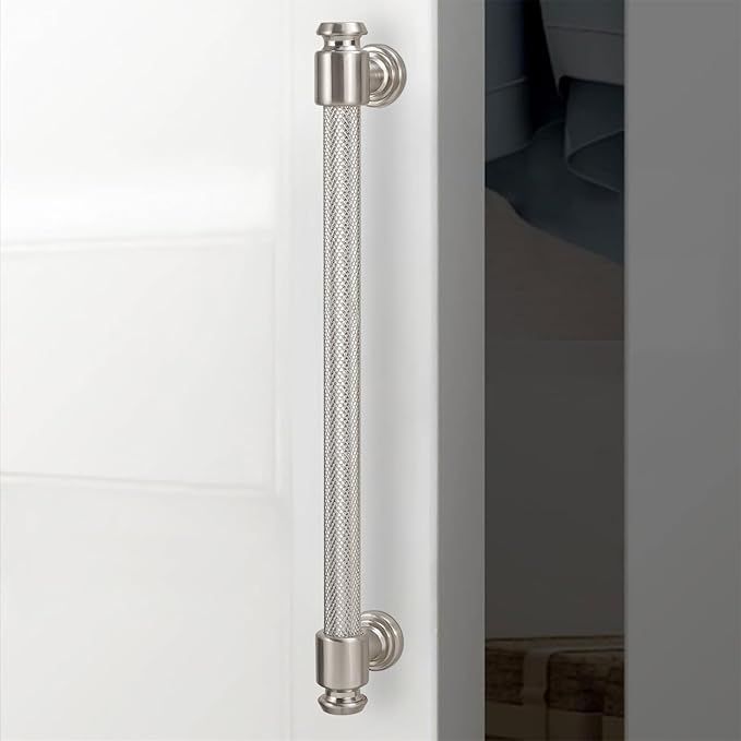 10 Pack 12-3/5 inch(320mm) Brushed Satin Nickel Kitchen Cabinet Handles Knurled Cabinet Pulls Silver Drawer Pulls Kitchen Cabinet Hardware Handles