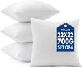 MIULEE 22x22 Pillow Inserts 4 Pack, 100% Virgin Fiber Filling Throw Pillows | by MIULEE