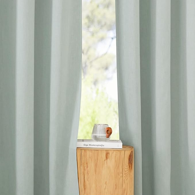 NICETOWN Sage Green Linen Kitchen Curtains 36 inch Length, Decorative Thick - Image 5