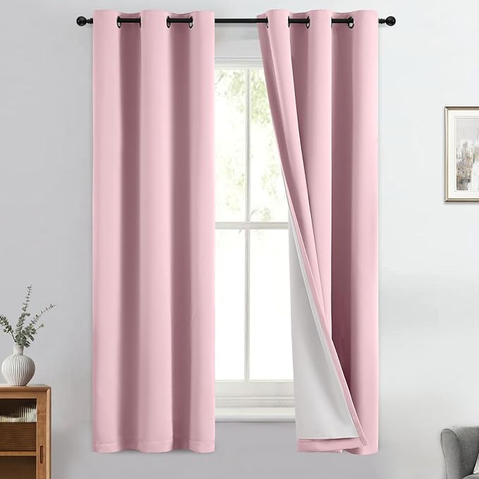 Yakamok Pink 100% Blackout Curtains 63 Inches Long by Yakamok