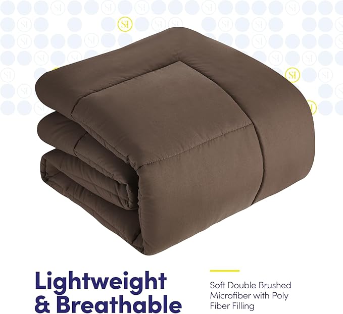King Size Comforter Set with Sheets - 7-Piece Bedding Collection - 1 Comforter, 1 Fitted Sheet, 1 Flat, 4 Pillowcases - Deep Pocket - Soft & Premium Quality - Ideal for All Seasons, Chocolate Brown