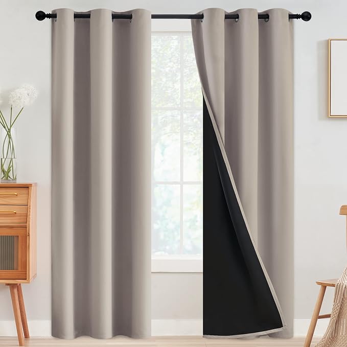 SimpleHome Natural 100% Blackout Curtains Room Darkening Living Room 84L | by SimpleHome