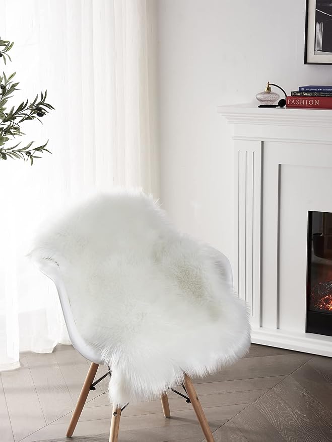 SERISSA 2x3 Fluffy White Faux Sheepskin Shaggy Rug - Image 7