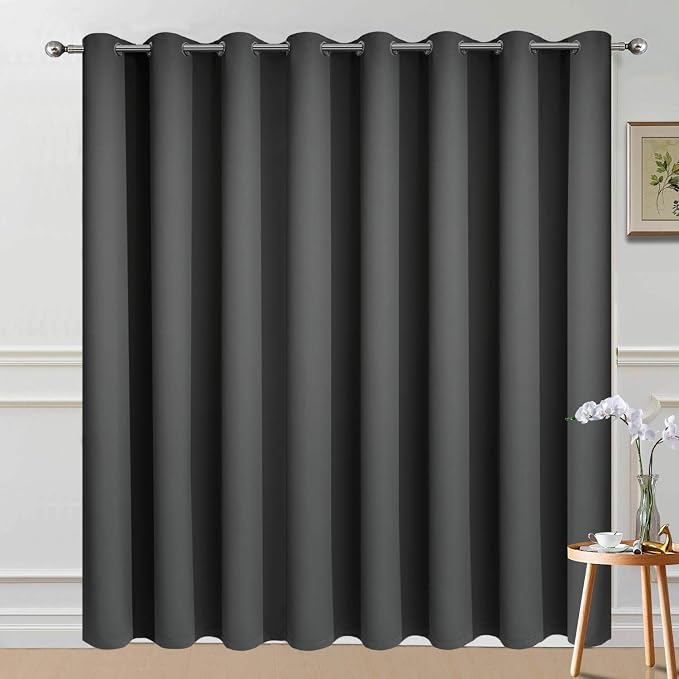 Yakamok Dark Grey Blackout Patio Door Curtain Panels W100 x L96, 1 Panel | - Image 2